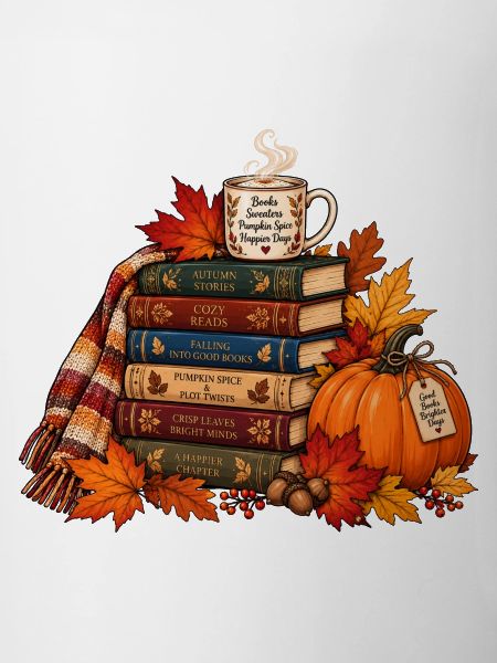 Gemütlicher Herbst Bücherstapel