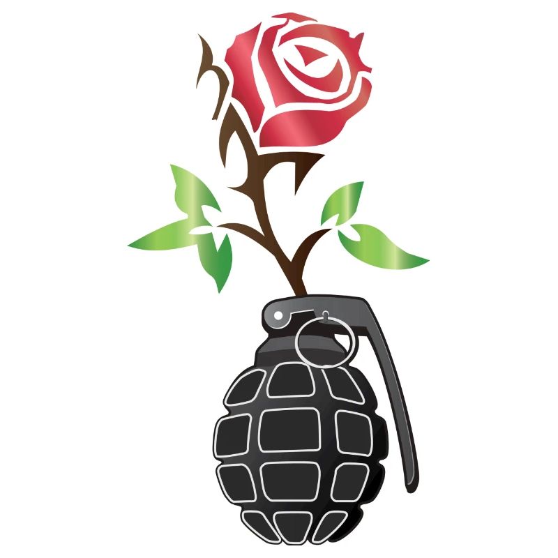 Grenade à main avec fleur - Rose