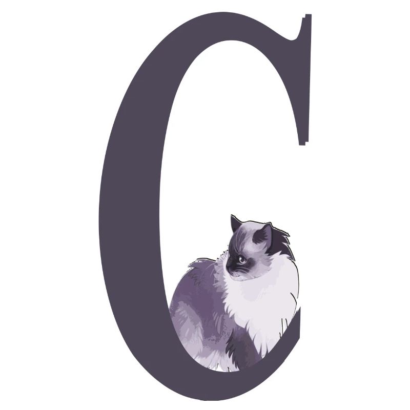 Lettre C avec dessin de chat