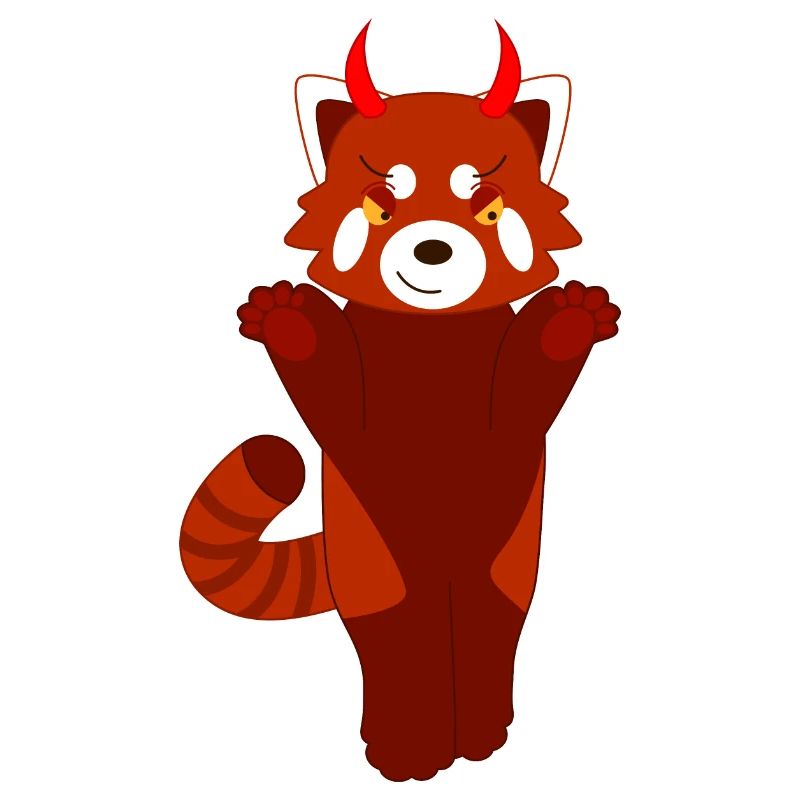 Red panda disguised as a devil for Halloween