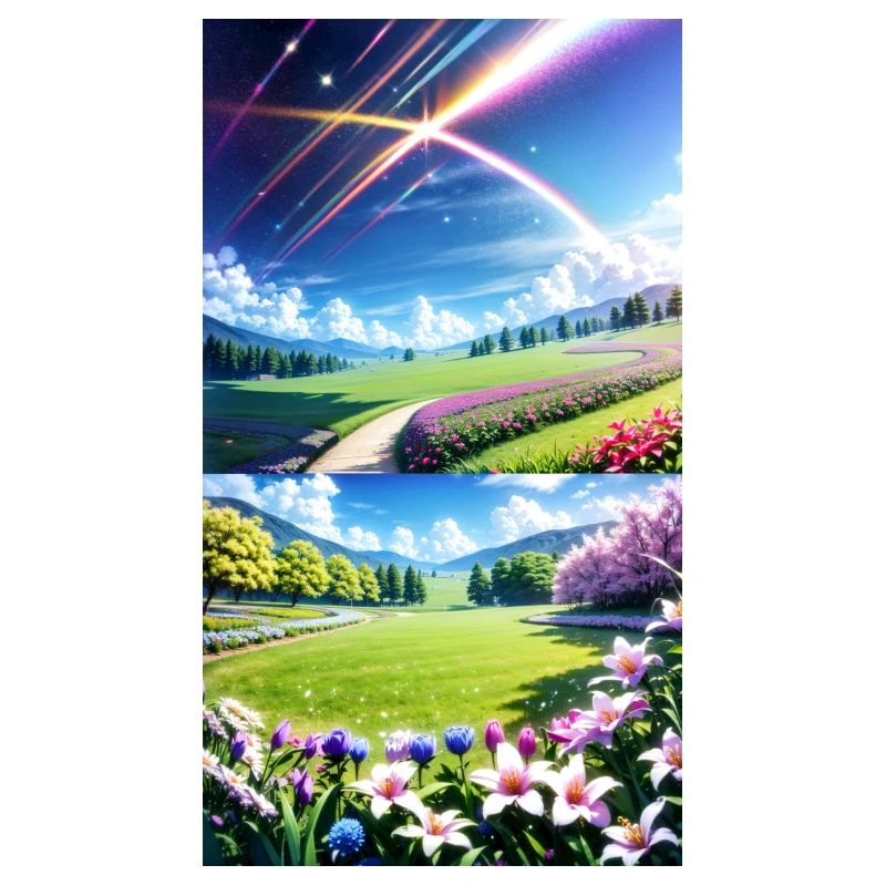 Landschaft mit 4 Bereichen, Generative KI