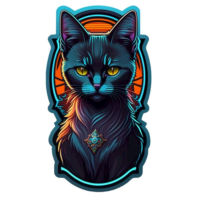 Black kitten and neon light