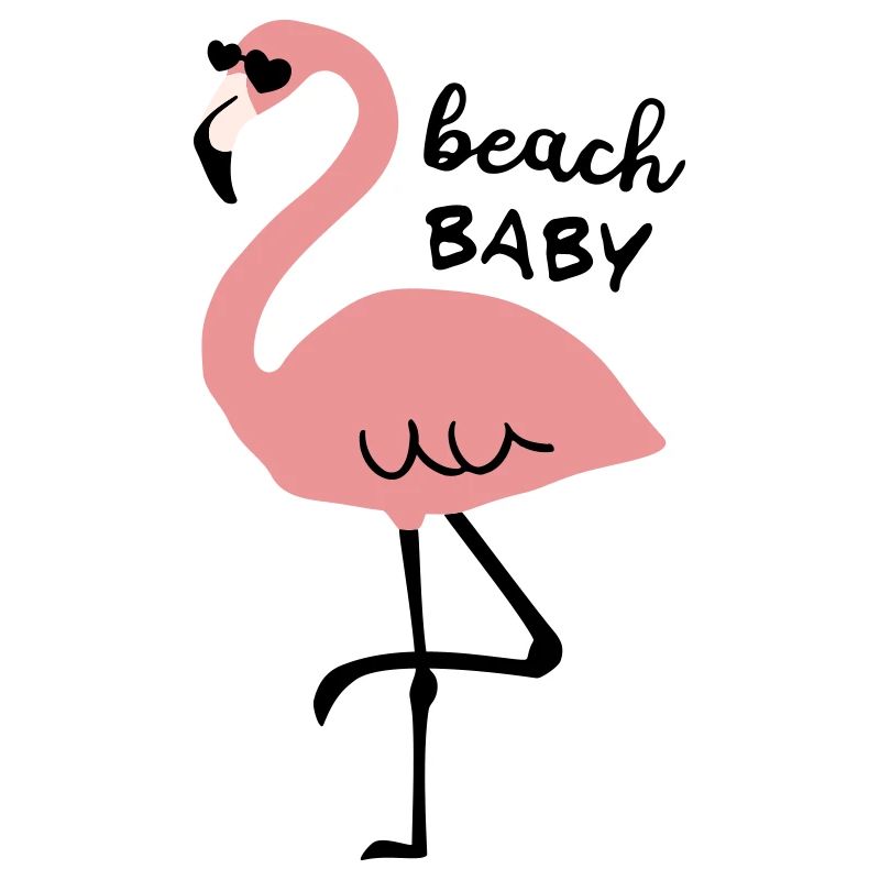 Flamant rose avec lunettes de soleil et bébé de plage