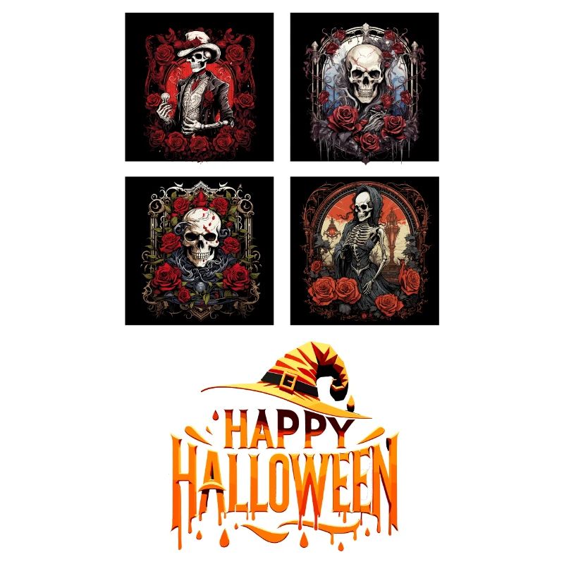 Retro Halloween skeleton Ensemble