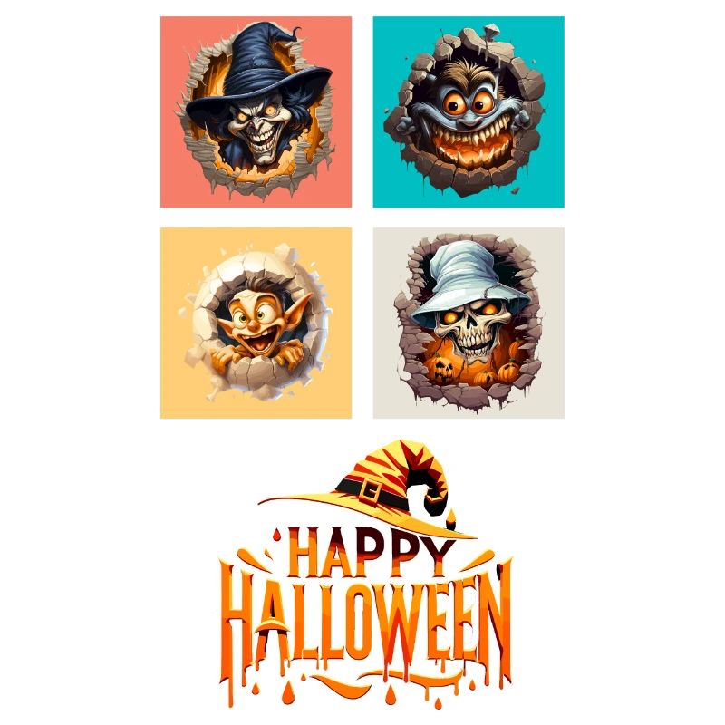 Break Free: Dynamic Halloween Quad on Premium Tees