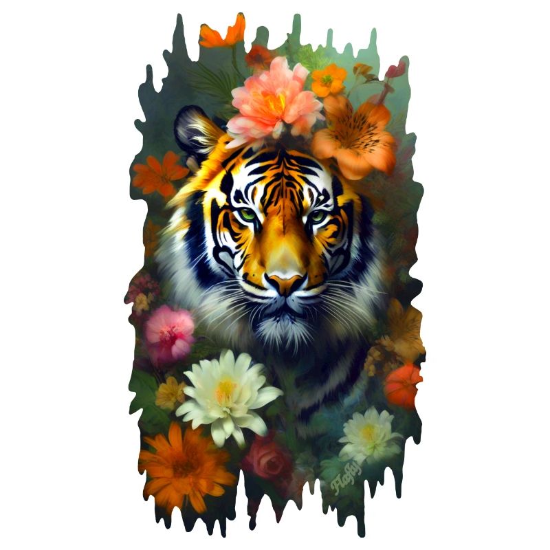 Tigre parmi les fleurs 🌸💛