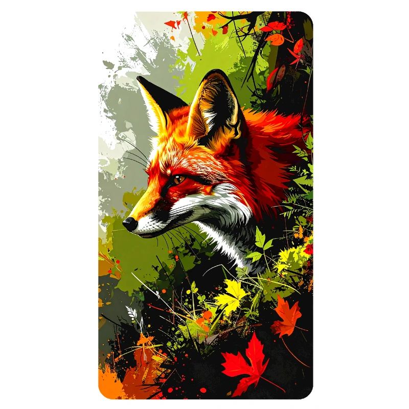 Fuchs im Wald im Herbstlaub (Blick nach Links)
