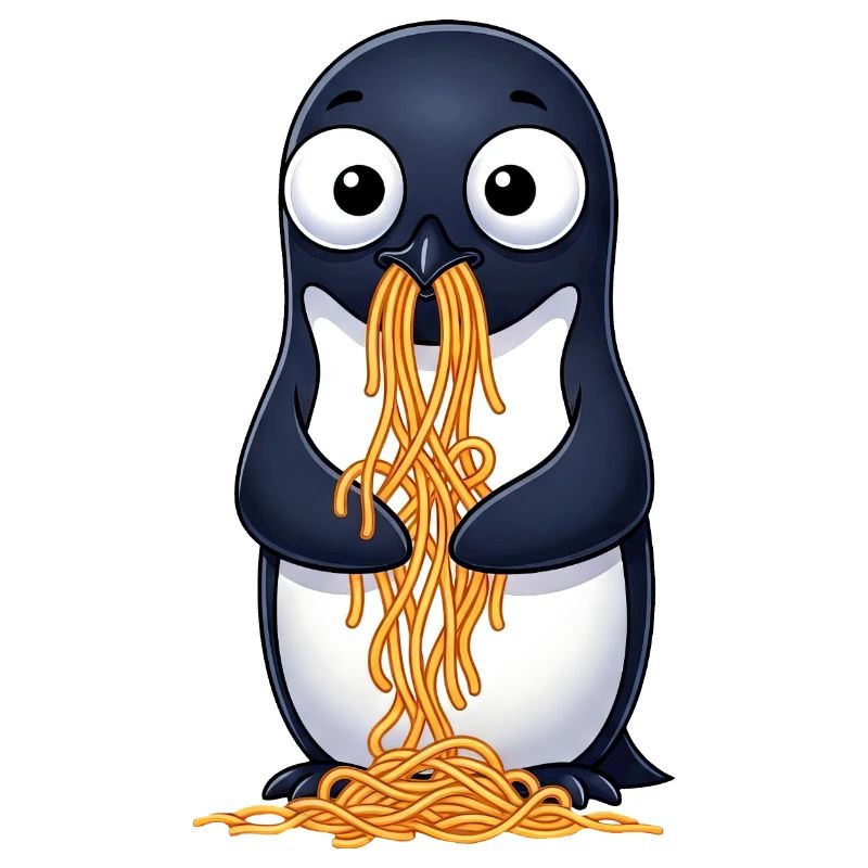 Cute Penguin Spaghetti Clumsy Cartoon