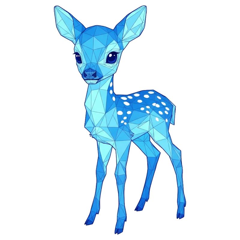 Cerf bleu low-poly