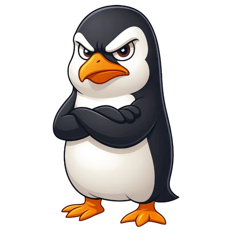 Süßer Pinguin Cartoon grumpy beleidigt lustig