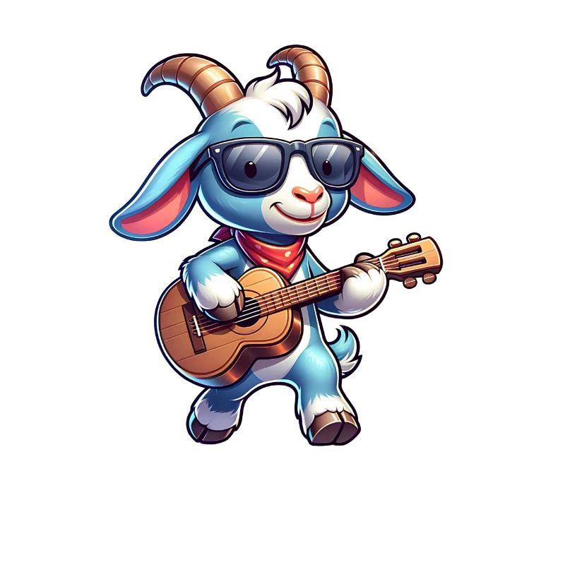 Chèvre jouant de la conception de bande de guitare
