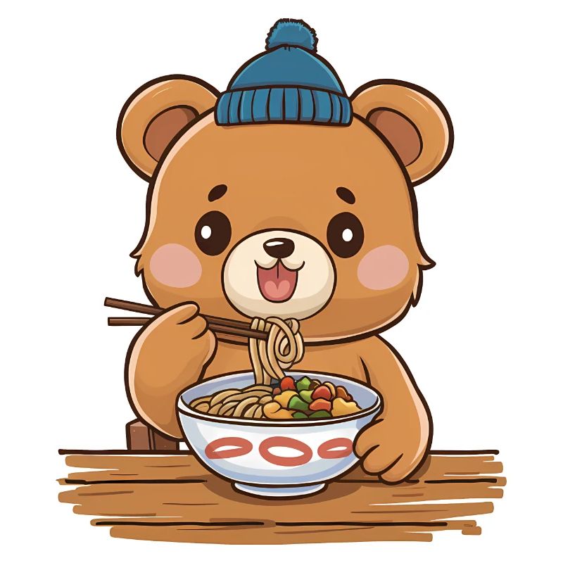 Kawaii Bär isst Ramen