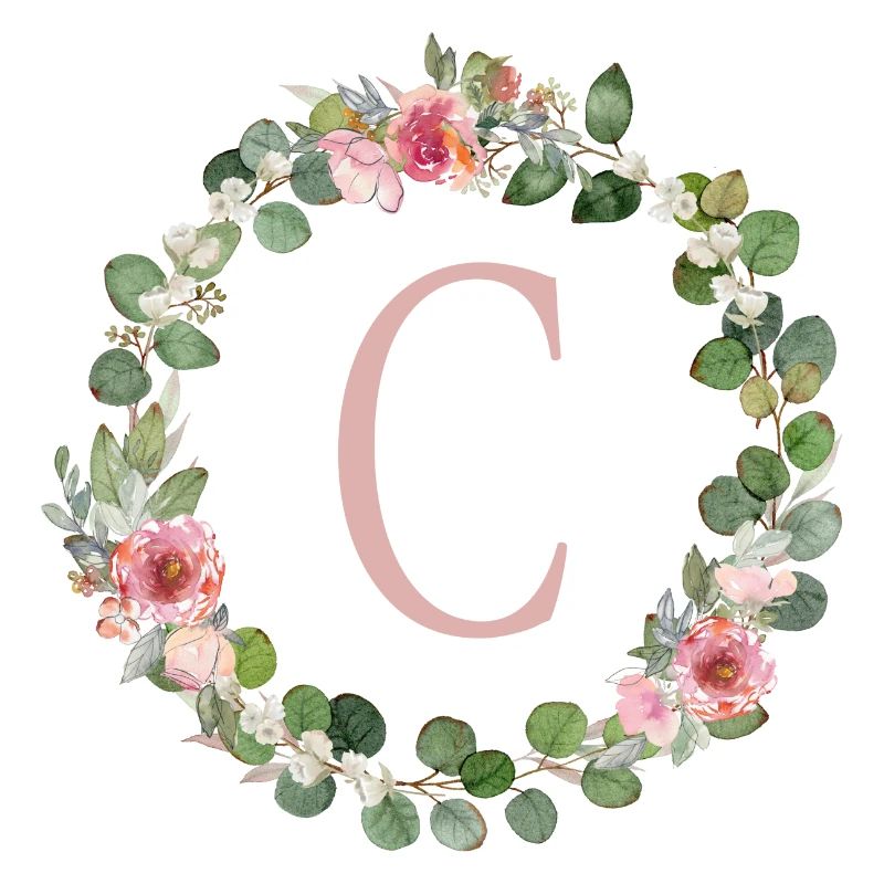 C Monogramme Eucalyptus Rose Couronne