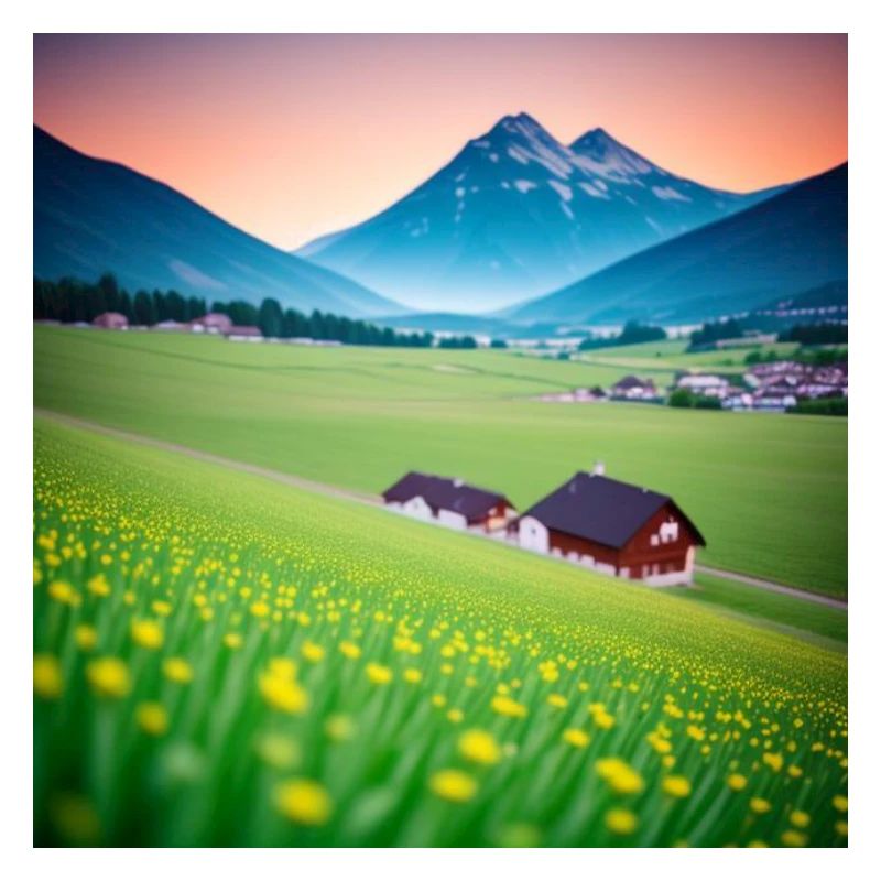 Alpine valley at dusk