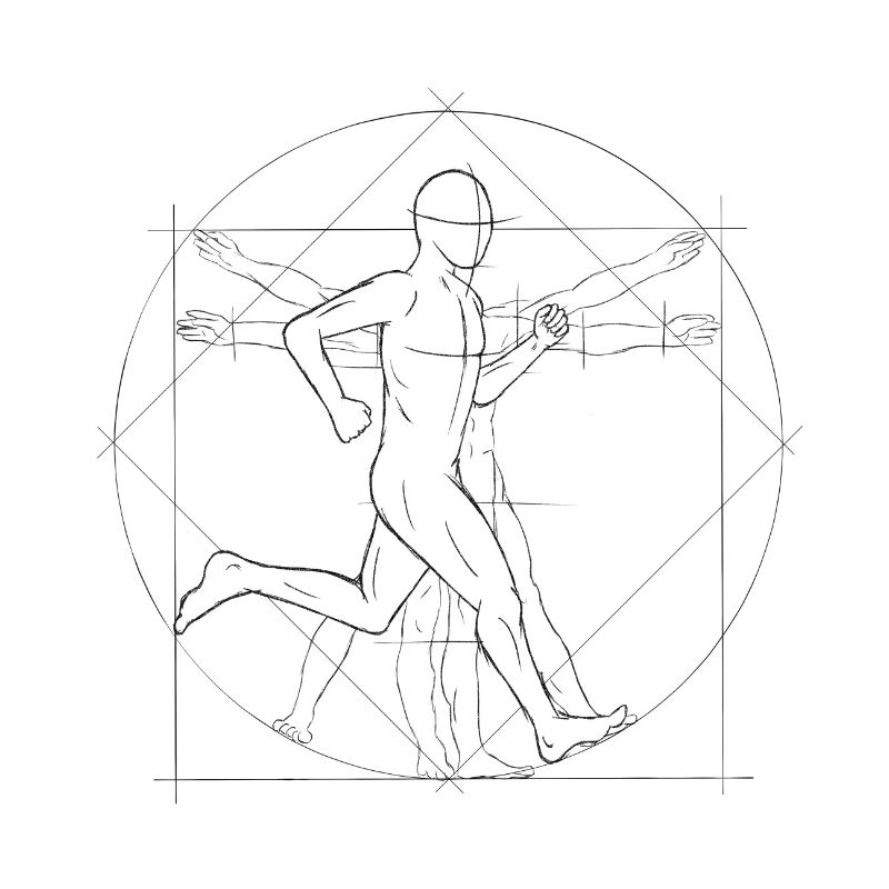 Funky Vitruvian Man Runner Jogger Art