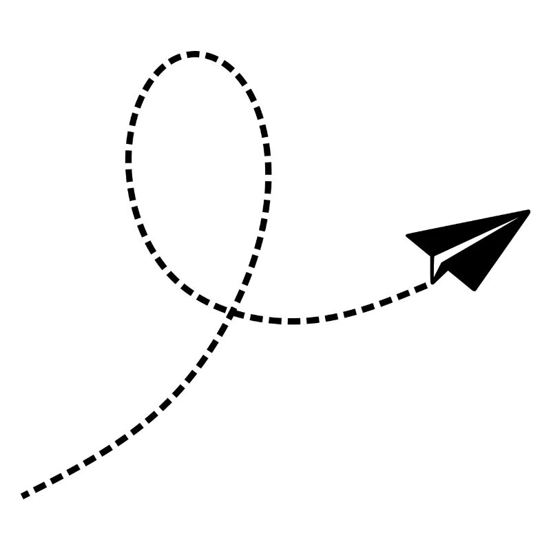 Papierflieger mit Flugbahn