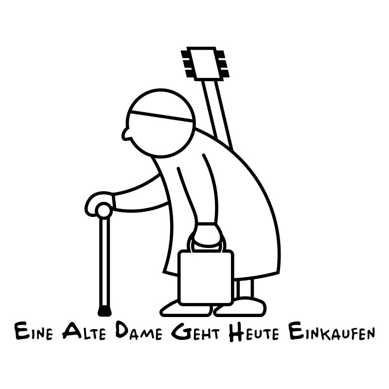 Eine alte Dame geht heute einkaufen