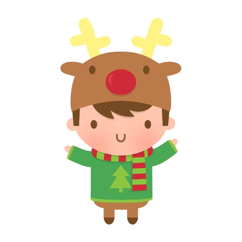 Mignon, noël, garçon, renne