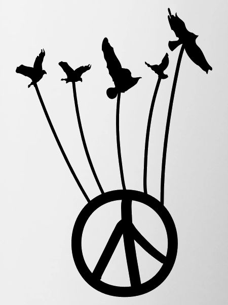 Peace symbol with flying birds