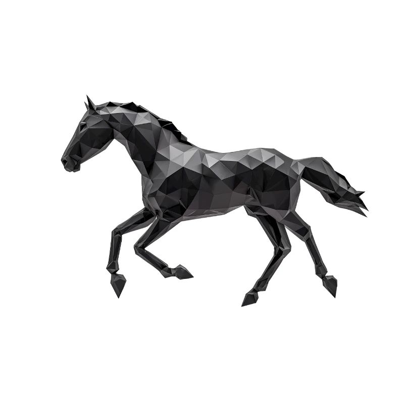 Cheval Noir Low Poly Logo Art Design Noir