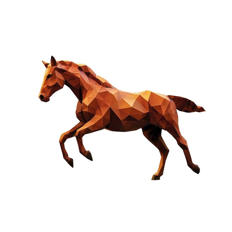 Cheval Marron Low Poly Logo Design Renard