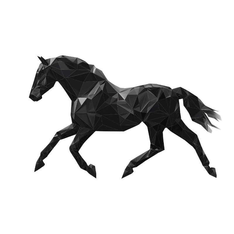 Cheval Noir Low Poly Logo Art Design Noir