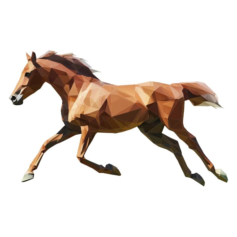 Cheval brun Low Poly Logo Art Design Renard