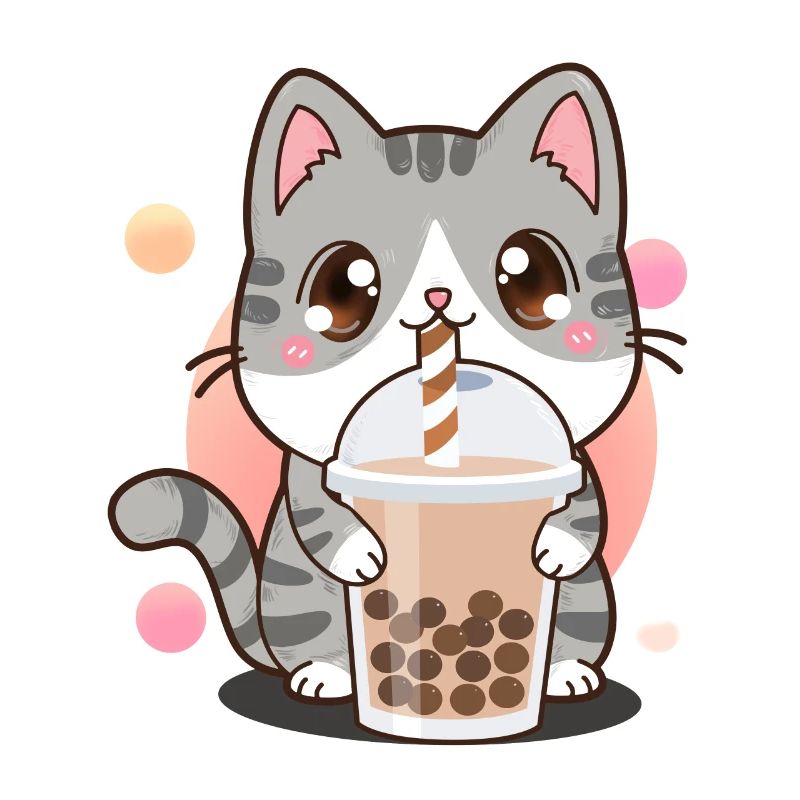 Cat Boba Tee Lustige Bubble Tea Drinking Pet Lover