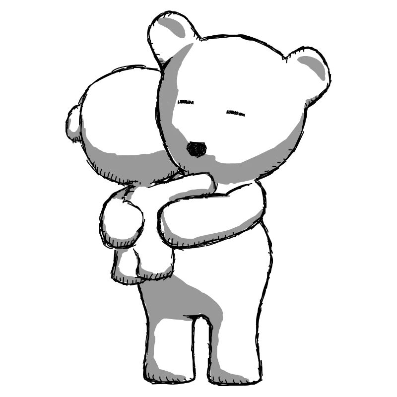 Teddybär mit Kind im Kritzel Look
