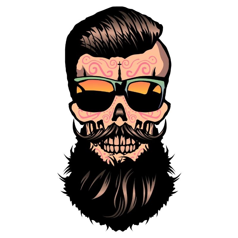 Mexican hipster skull skull beard