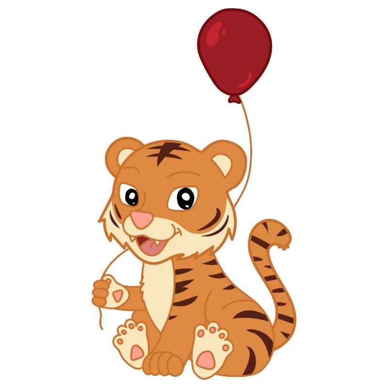 Mignon bébé tigre avec ballon