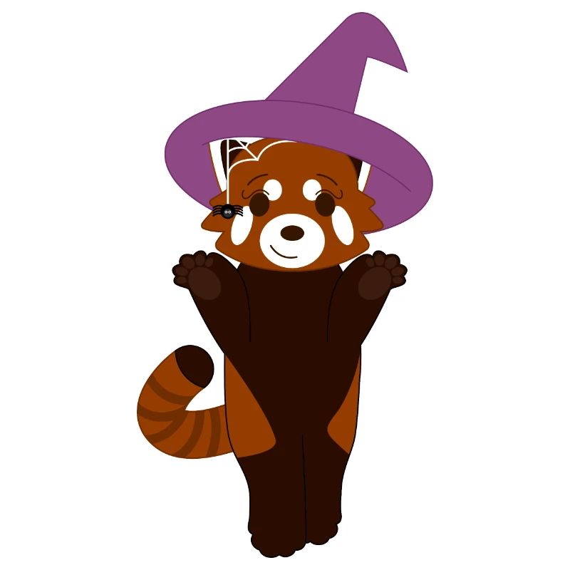 Red panda disguised as a witch for Halloween