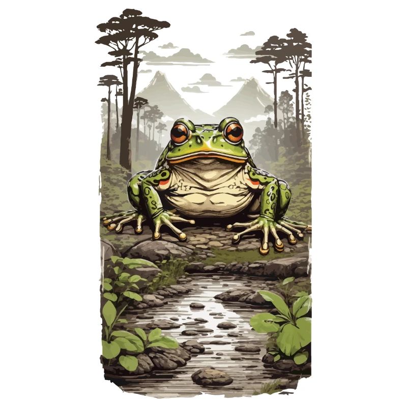 Grenouille dans la conception de la jungle de la forêt tropicale humide