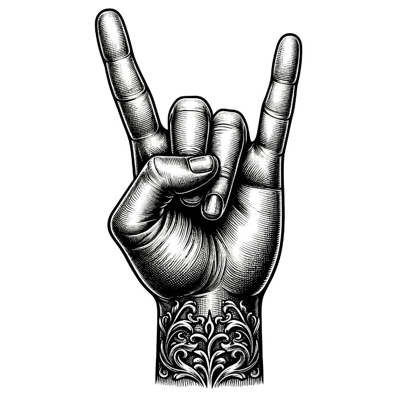 Rock on Hand avec des cornes de diable