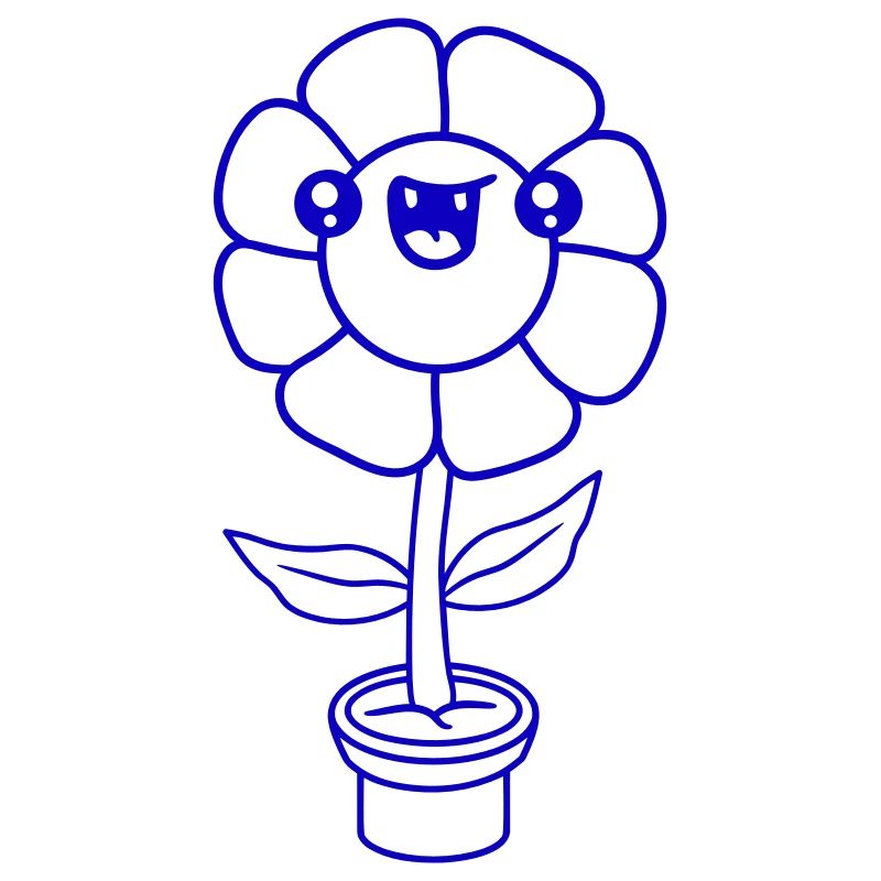 Petit drôle heureux fleur visage pot de fleur