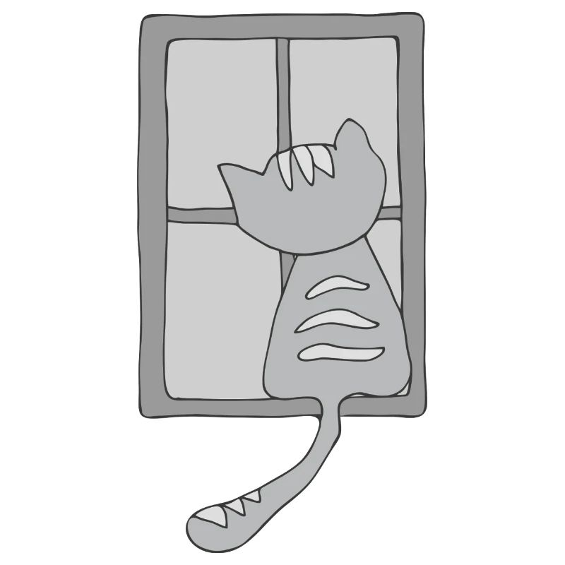 katze am fenster grau