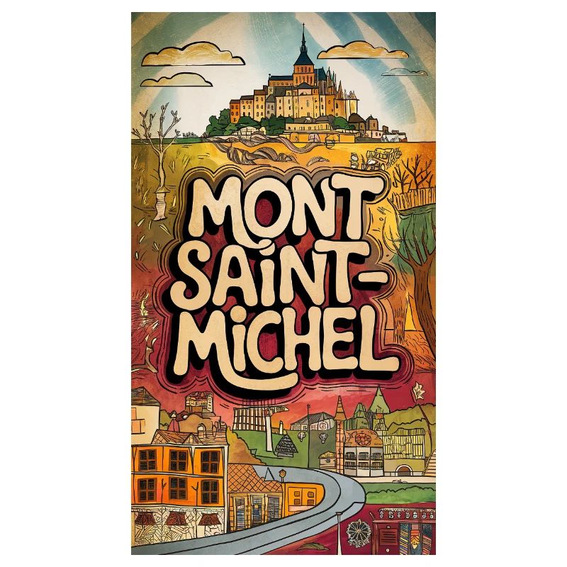 Mont Saint-Michel Psychedelische Skyline Frankreich Stadt