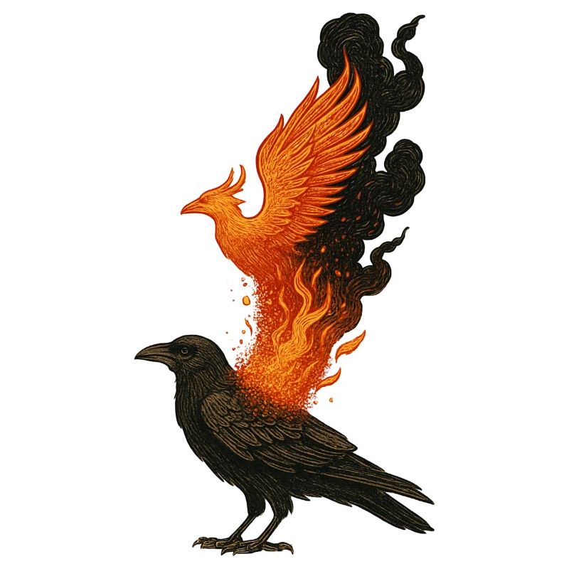 Raven Phoenix Fire Renaissance Bird Myth