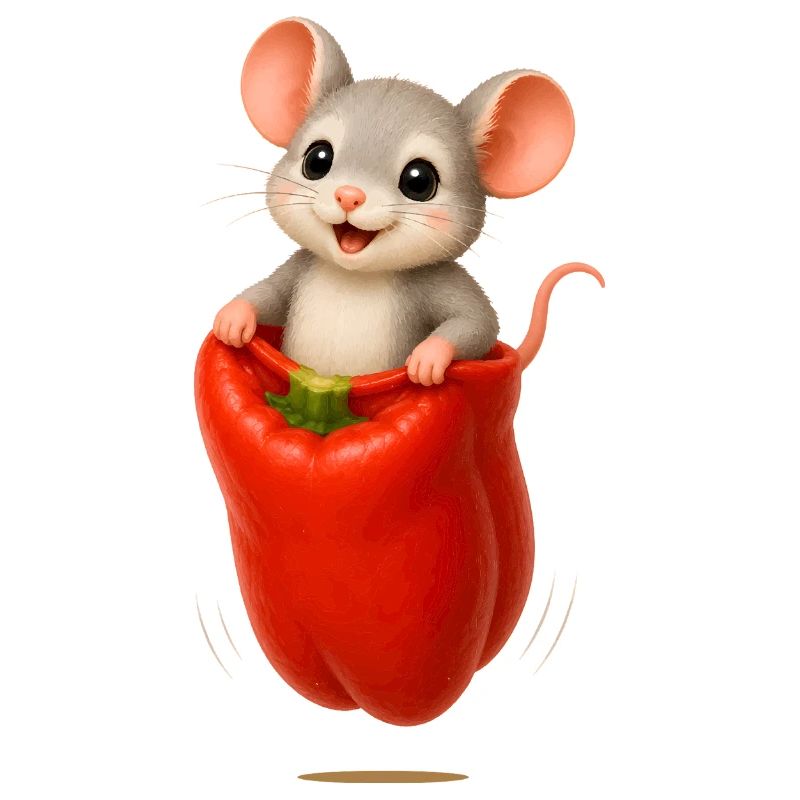 Course joyeuse de sacs de souris avec motif de paprika