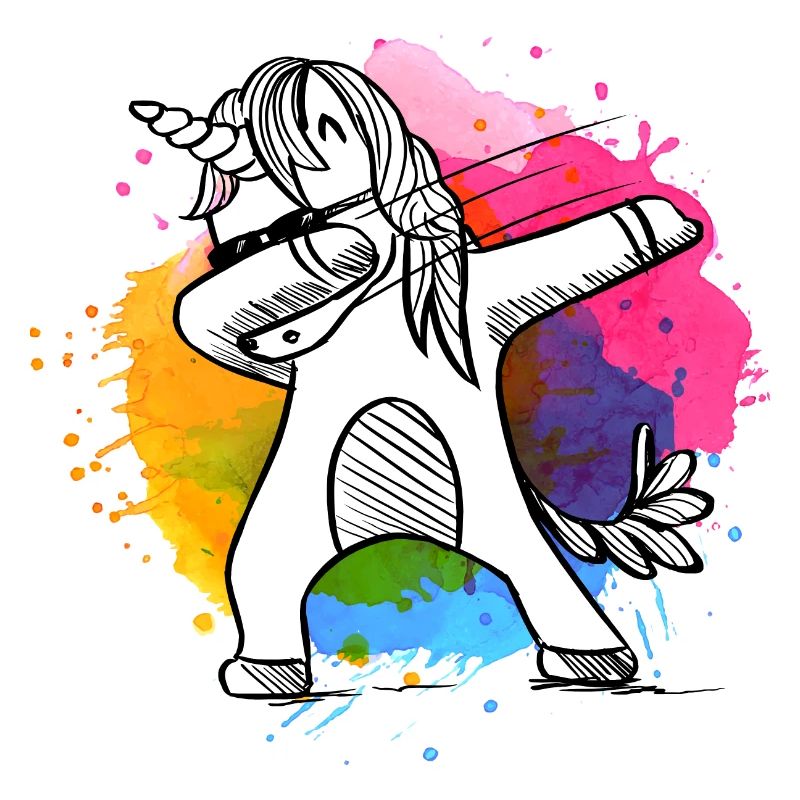Dabbing Einhorn, Unicorn, Einhörner mit Farben