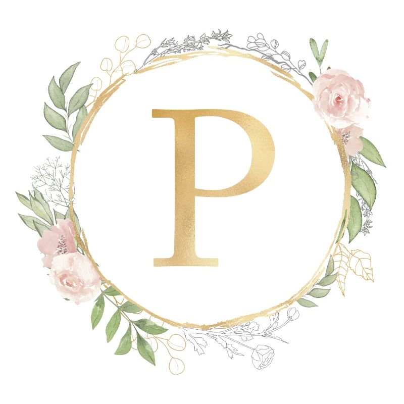 Customizable Monogram P Floral