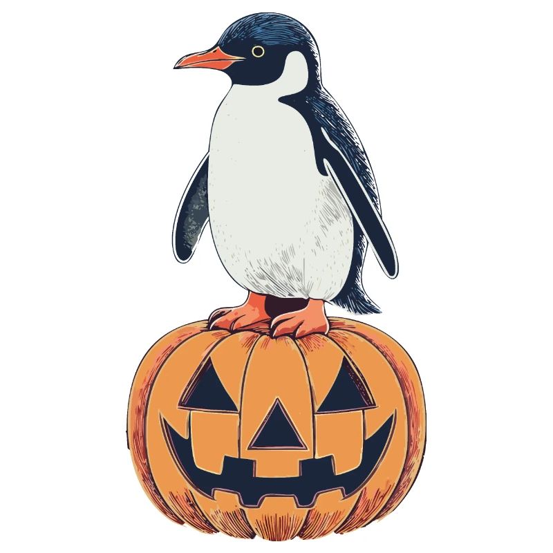 Halloween Pingouin Citrouille Design