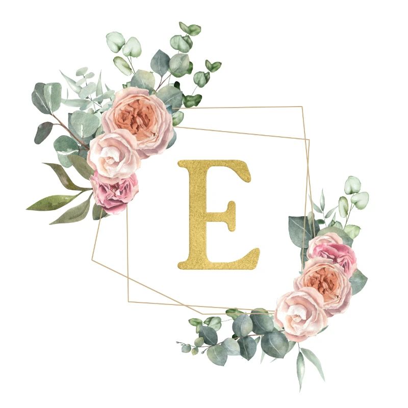 Customizable Monogram E Floral