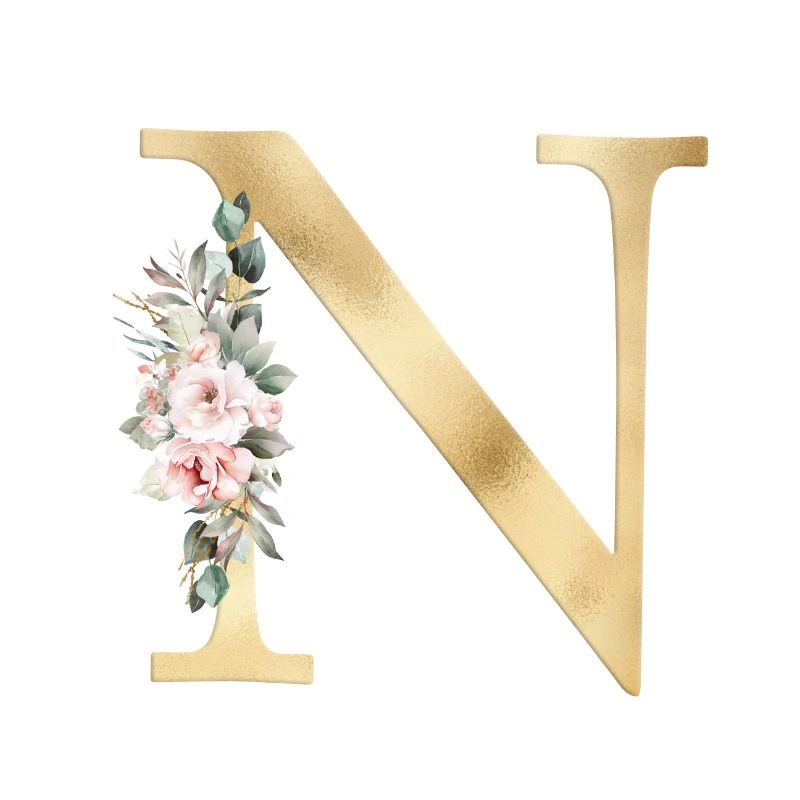 N Customizable Monogram Floral