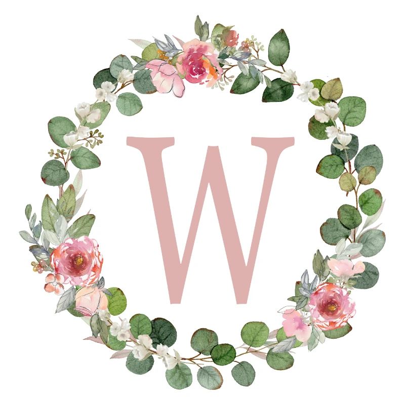 W Monogramme Eucalyptus Rose Couronne