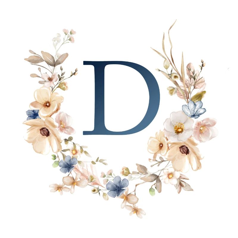 D monogramme, Floral, Boho