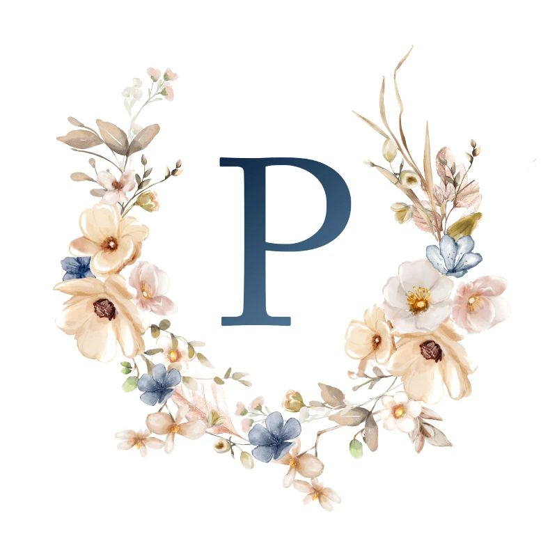 P monogramme, Floral, Boho