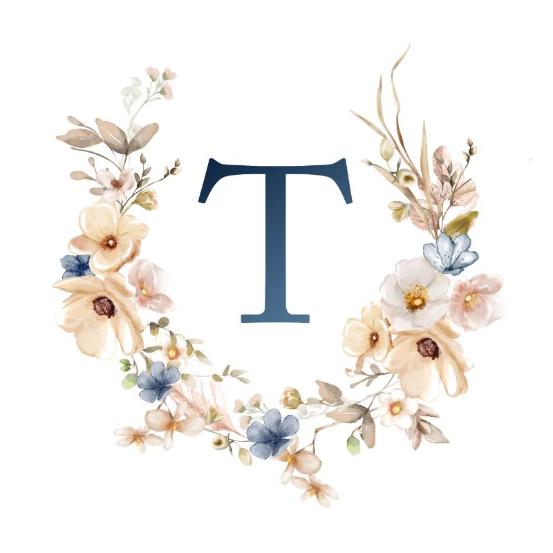 T monogramme, Floral, Boho