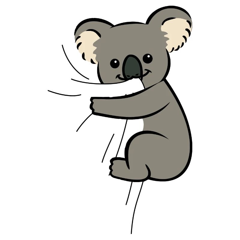Koala bites in T-shirt Hungry koala eats