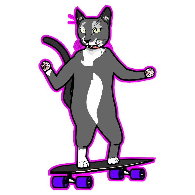 Cool longboard cat in pink